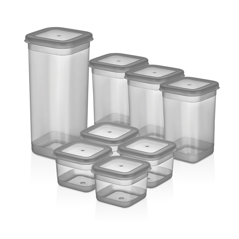 SET 8 BOITES ALIMENTAIRE PLASTIQUE 1.30 LITRES COULEUR MAT (0.6 / 1.3 / 1.9 LITRES)
