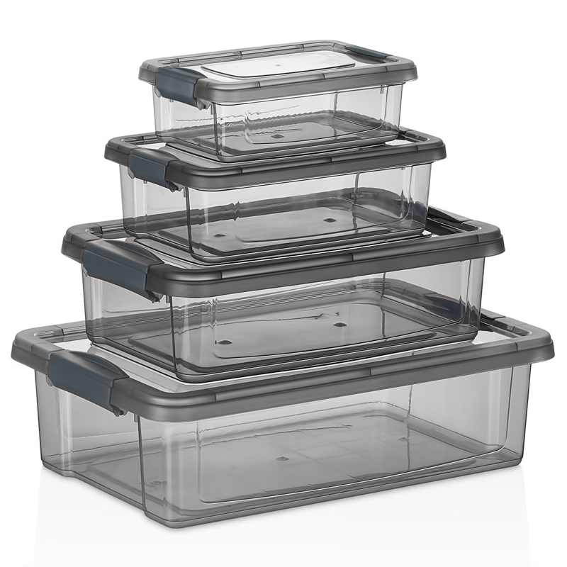 SET 4 BOITES ALIMENTAIRES PLASTIQUE 0.80 / 1.5 / 3 / 6 LITRES COULEUR MAT