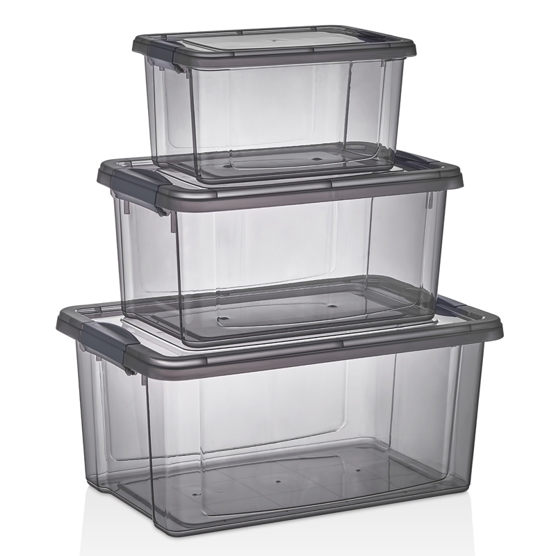 SET 3 BOITES ALIMENTAIRES PLASTIQUE 2.5 / 5 / 9 LITRES COULEUR MAT