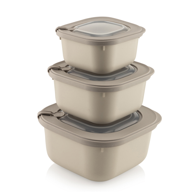 SET 3 BOITES MICRO ONDE MIX BLEU / GRIS / VERT / BEIGE