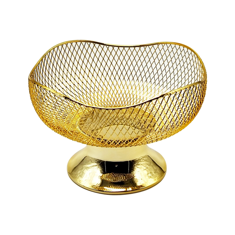 Panier à fruit métal modèle or 20x14 cm 