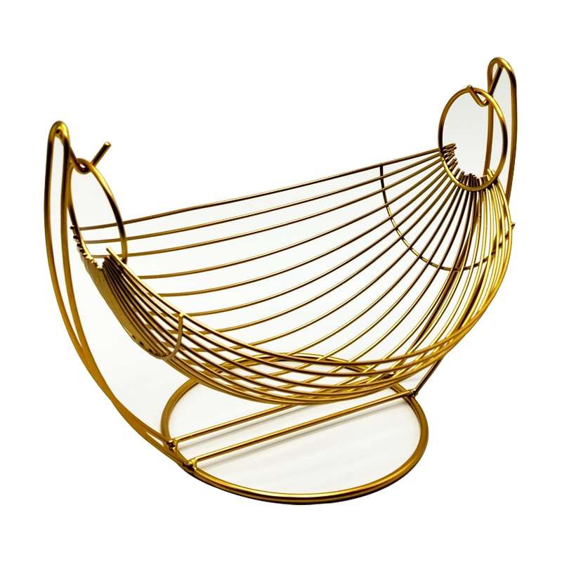 Panier à fruit métal modèle or 27x21x21 cm 