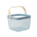 Panier de rangement métal avec poignée bois 21x21x17 cm Mix couleur blanc / noir / bleu