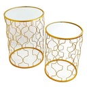 SET 2 TABLES SALONS METAL. 52X38 + 45X32 CM MODELE OR