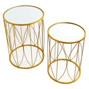 SET 2 TABLES SALONS METAL. 52X38 + 45X32 CM MODELE OR