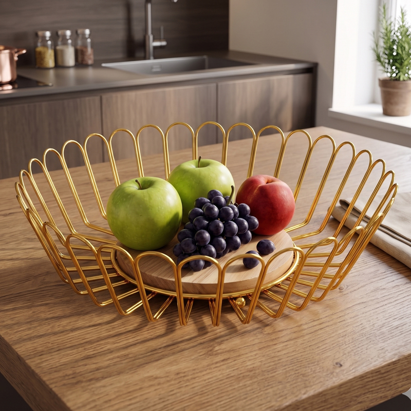 Panier à fruit métal 28*8 cm couleur or