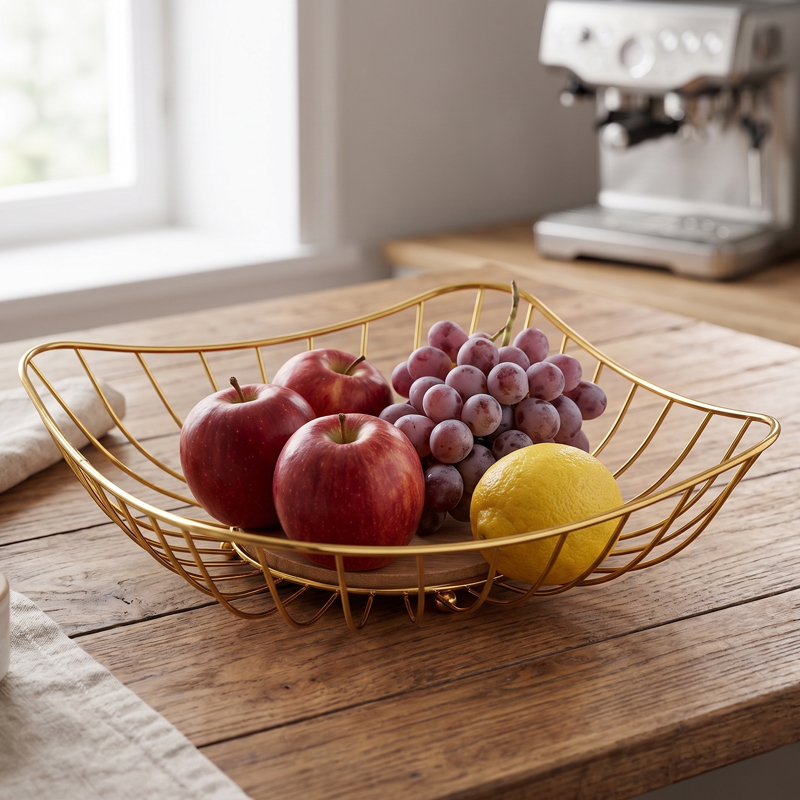 Panier à fruit métal 28*8 cm couleur or