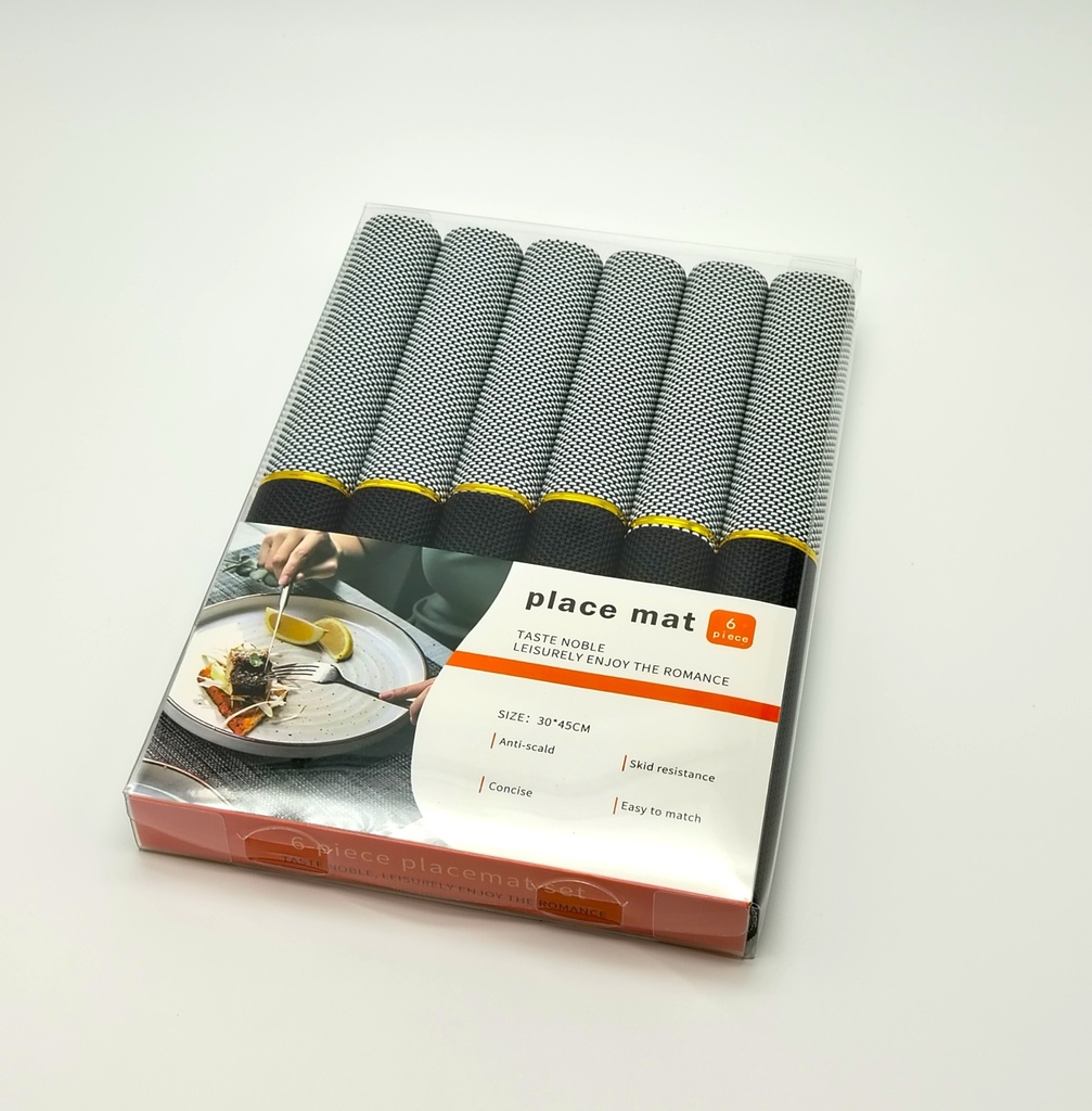6 sets de table 30*45 cm couleur Gris - blanc - noir