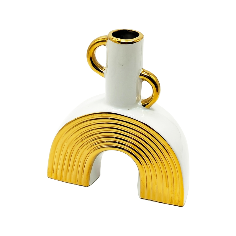 Vase déco en céramique 18.5/16*5 cm modèle blanc-or