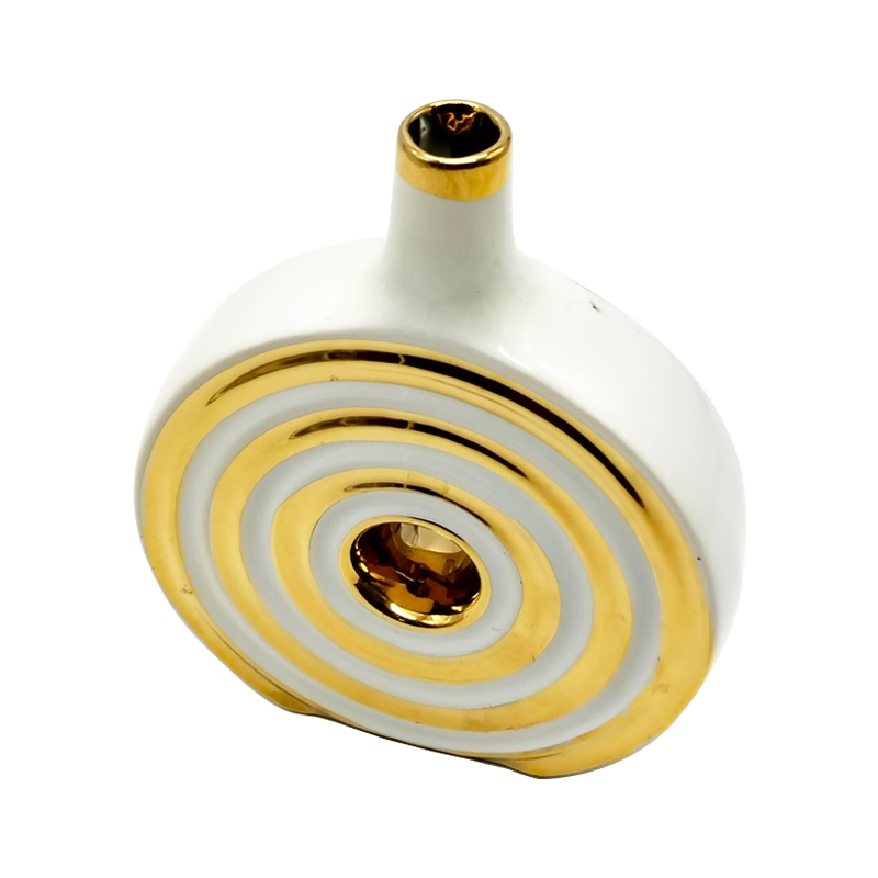 Vase déco en céramique 21/17 cm modèle blanc-or