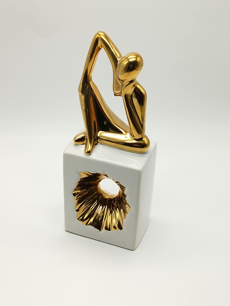 Vase déco en céramique 29/11*8 cm modèle blanc-or