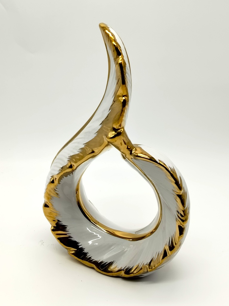 Vase déco en céramique 30/18*8 cm modèle blanc-or