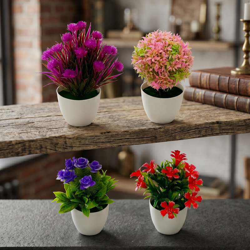 Fleur artificielles 22x8 cm mix violet - rose - vert - orange - rouge