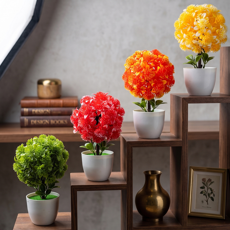Fleur artificielles 25x9 cm mix vert - orange - violet - rouge