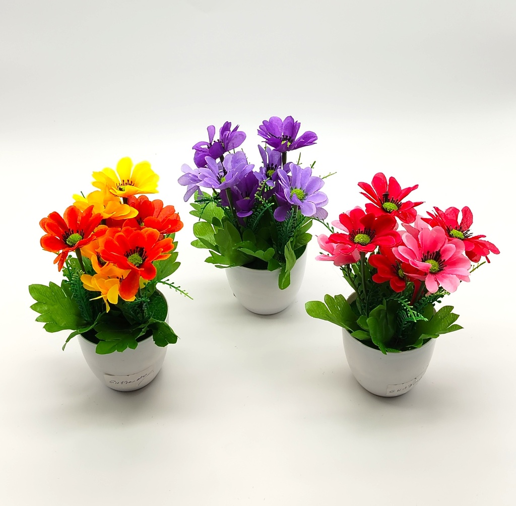 Fleur artificielles 22x9 cm mix jaune - orange - violet - rouge