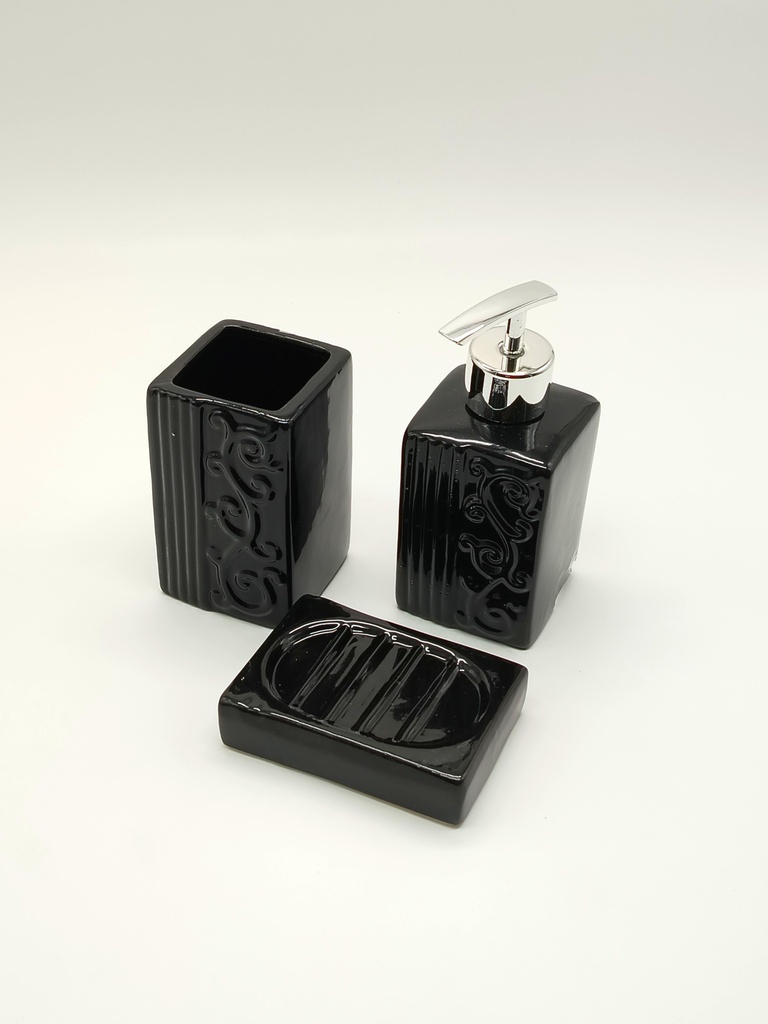 Set salle de bain 3 pièces céramique Mix Noir - Blanc