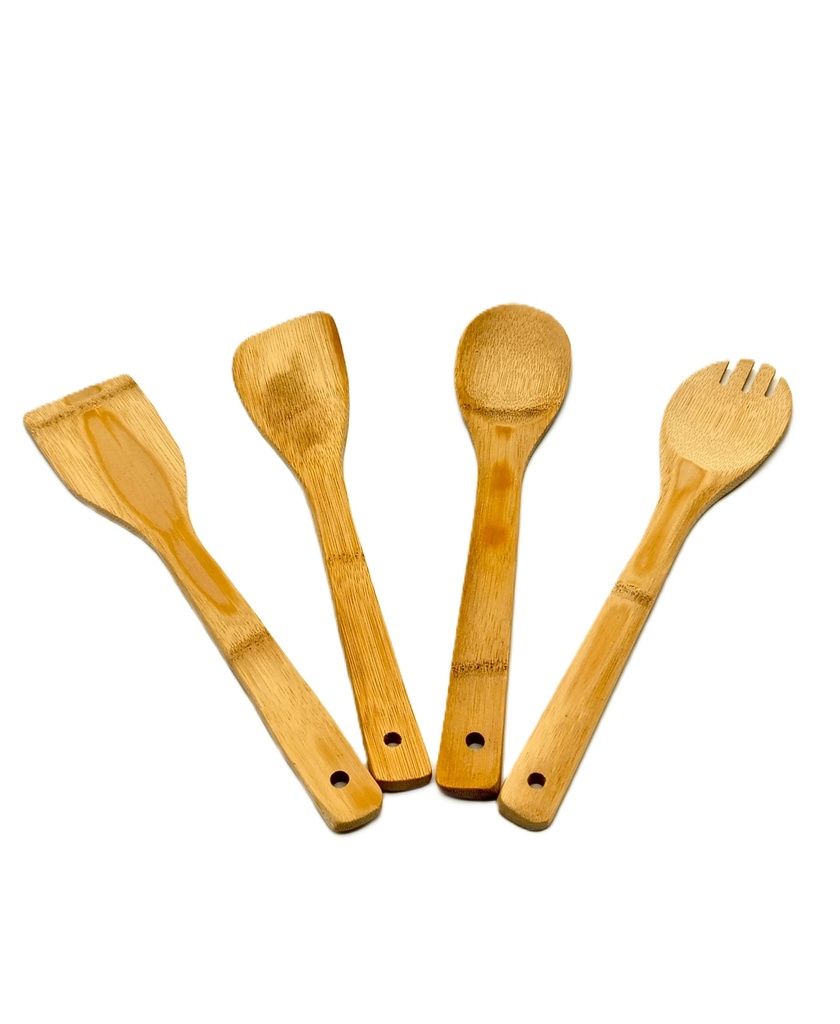SET 4 USTENSILES CUISINE BOIS 30 CM