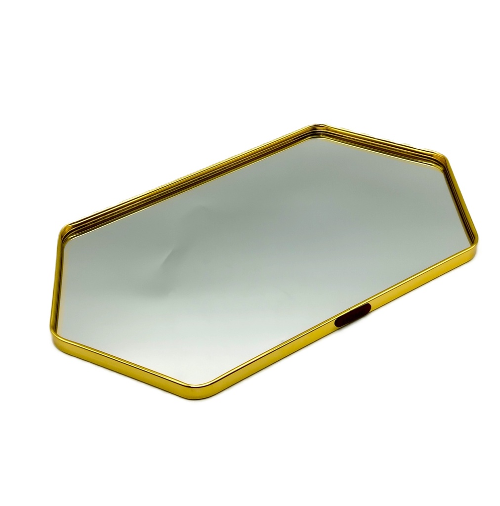 PLATEAU DECO METAL FORME RECTANGULAIRE BORD OCTOGONE 45X25 CM MODELE OR