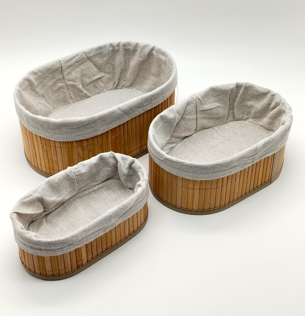 SET 3 PANIERS OVAL EN BAMBOO 28*19 / 24*16 / 20*11 CM