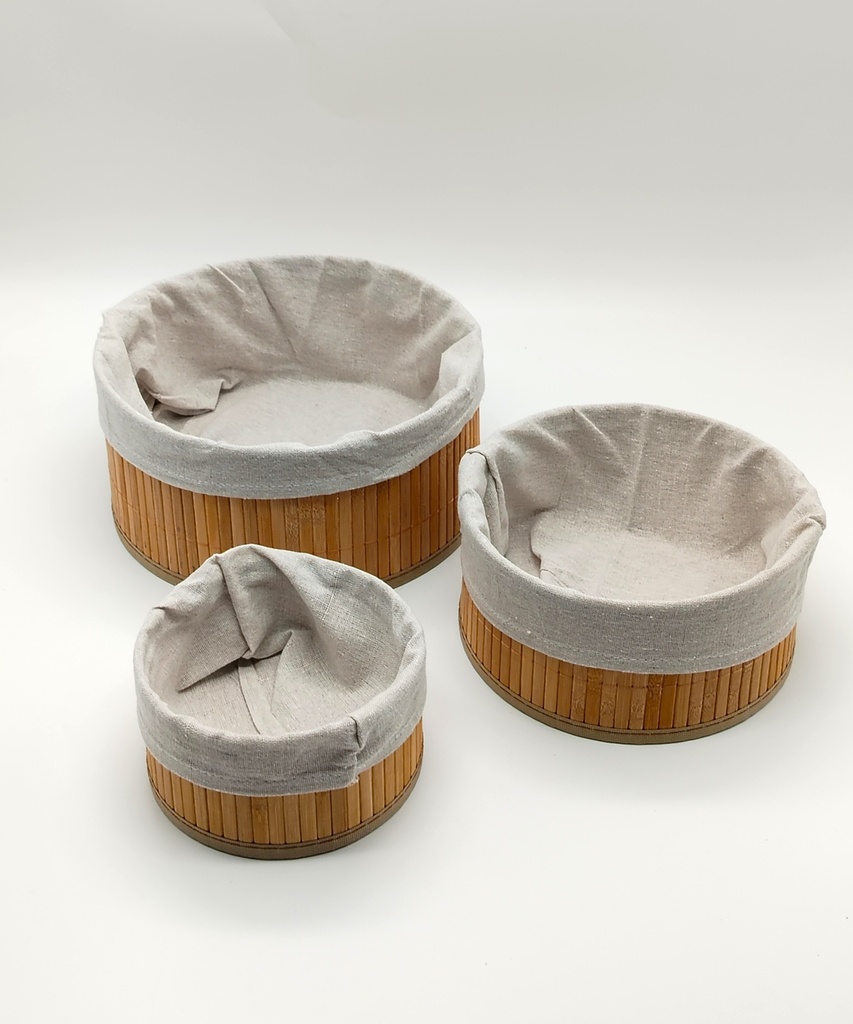 SET 3 PANIERS ROND EN BAMBOO 25 / 20 / 15 CM