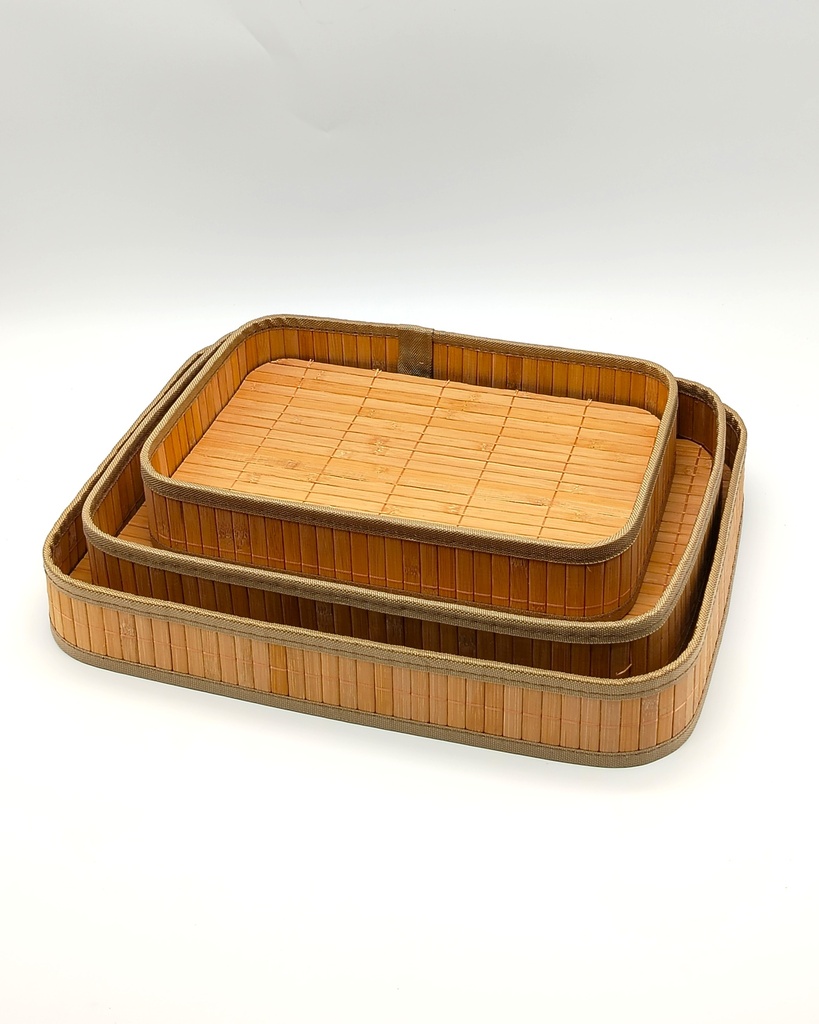 SET 3 PLATEAUX RECTANGULAIRE EN BAMBOO 39.5*30 / 35*26 / 30.5*20 CM