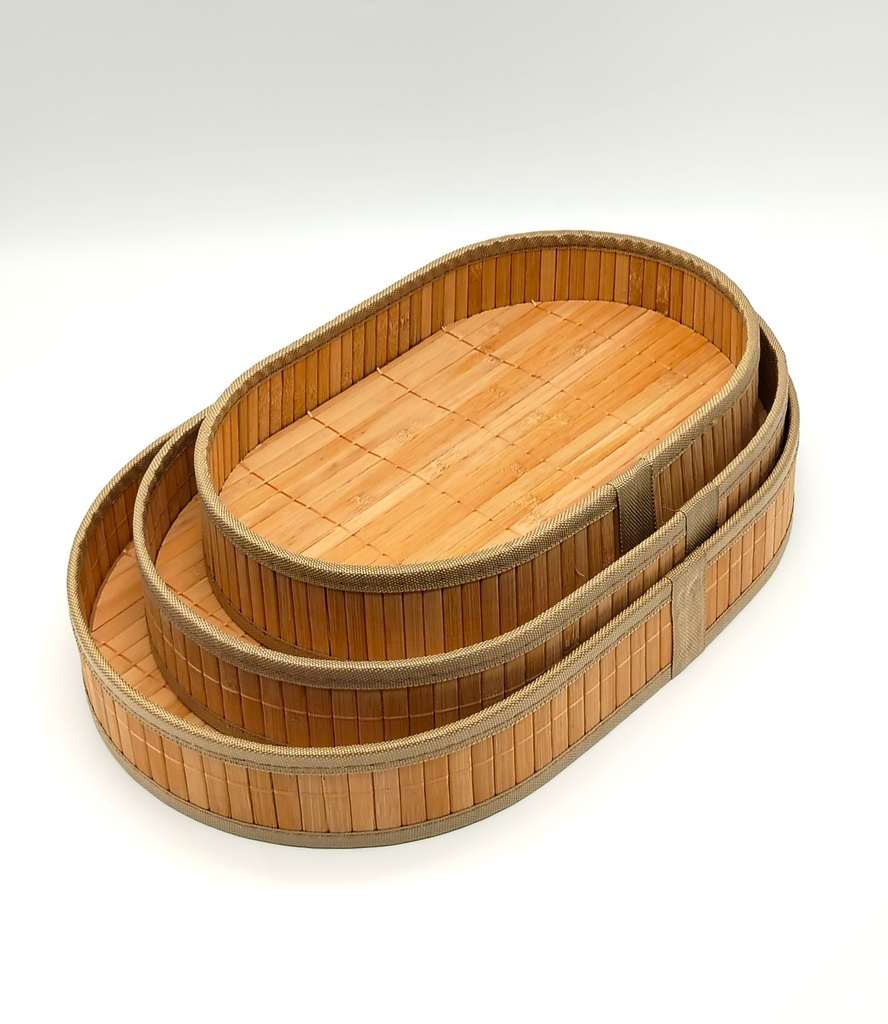 SET 3 PLATEAUX OVAL EN BAMBOO 40*25.5 / 35*23 / 30*15 CM