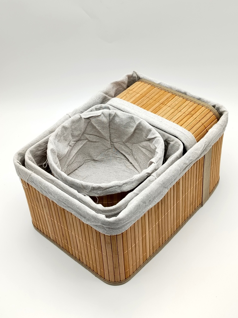 SET 4 PANIERS EN BAMBOO : 33*23 / 20 / 19x19 CM