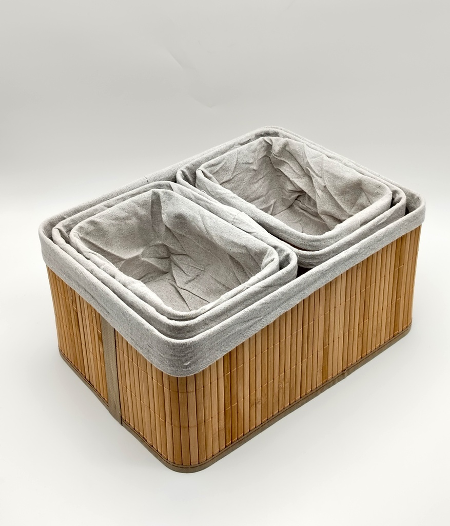 SET 5 PANIERS EN BAMBOO : 37*27 / 24*18 / 21*14 CM