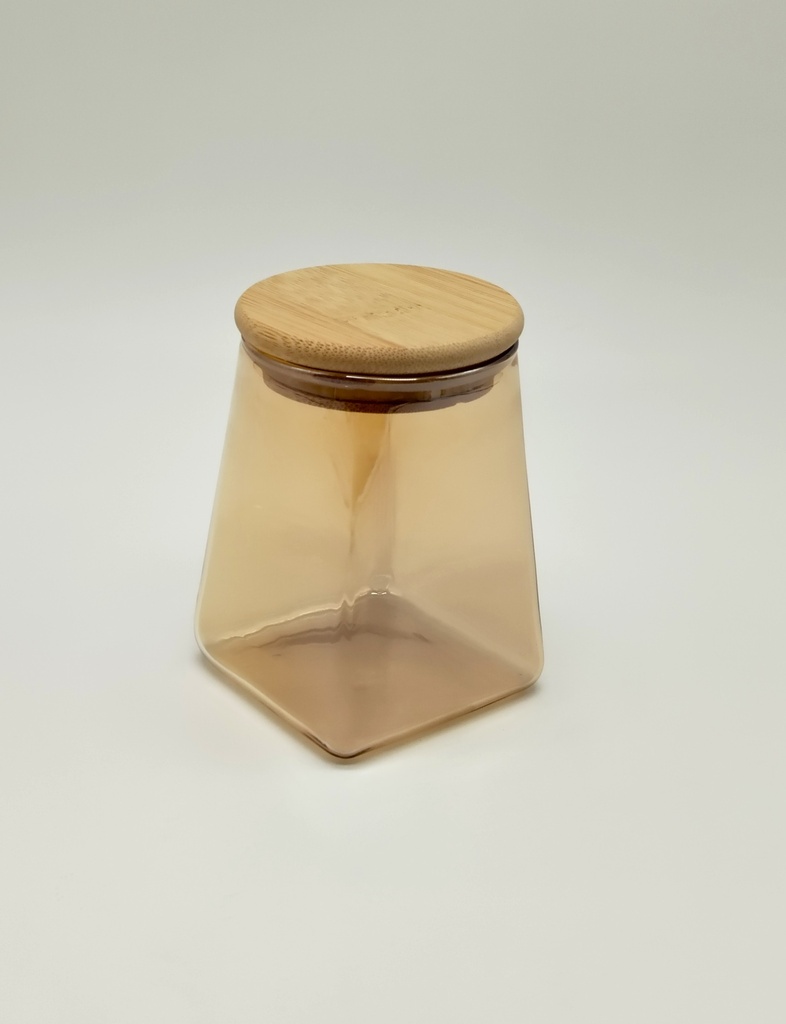 Bocal en verre doré Borosilicate + couvercle bamboo 350 ML