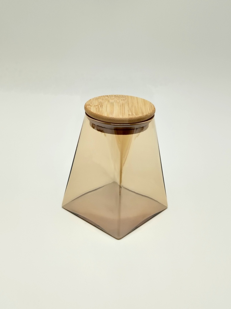 Bocal en verre doré Borosilicate + couvercle bamboo 550 ML