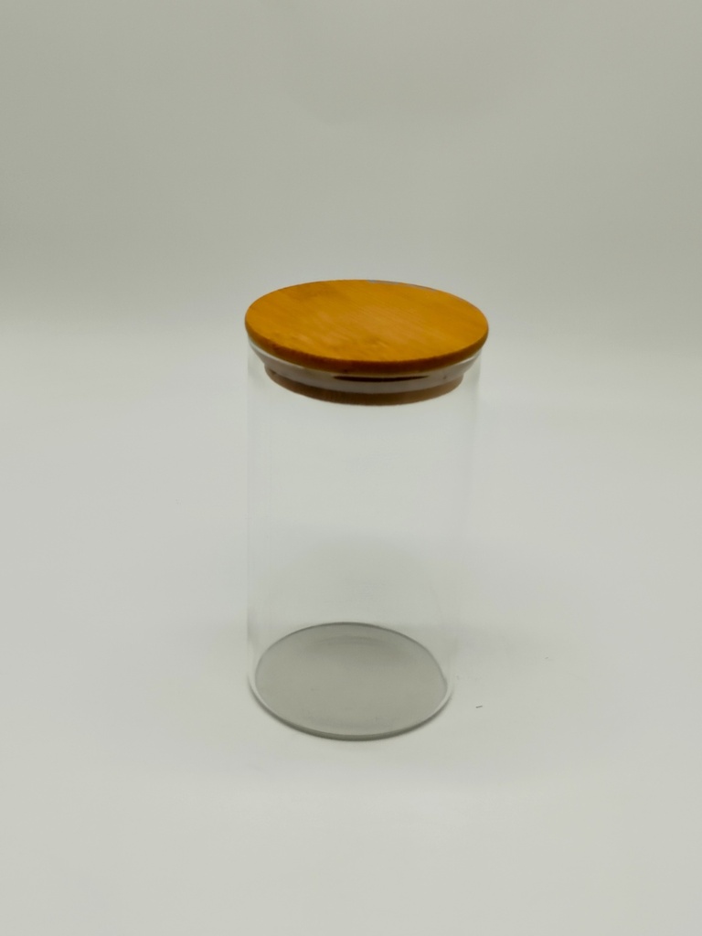 Pot en verre  Borosilicate + couvercle rond bamboo 8.5 x 15 cm