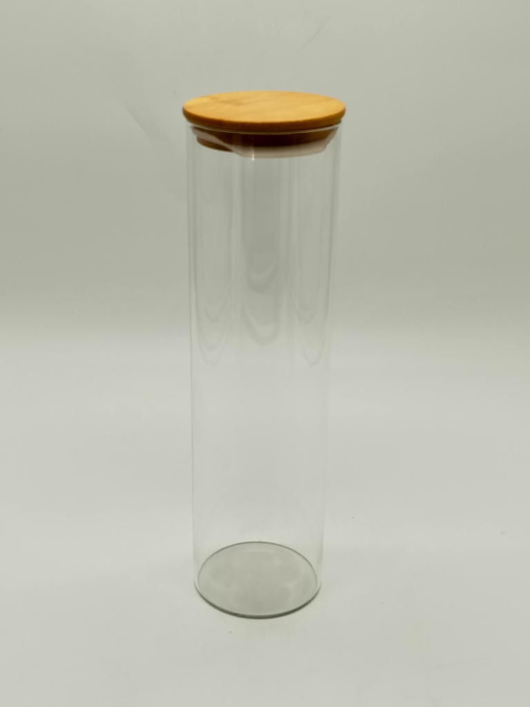 Pot en verre  Borosilicate + couvercle rond bamboo 8.5 x 30 cm