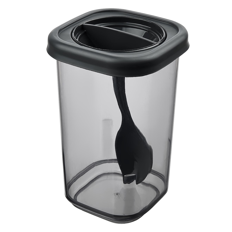 POT EPICE EN PLASTIQUE TRANSPARENT 350 CC + CUILLERE COULEUR MAT