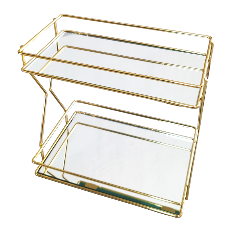PRESENTOIR DECO METAL 2 NIVEAUX 17X28 CM MODELE OR 