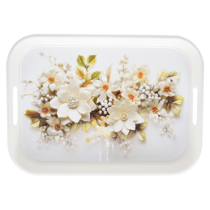 PLATEAU DECO PLASTIQUE 35X 25 CM COULEURS MIX NOIR / BLANC