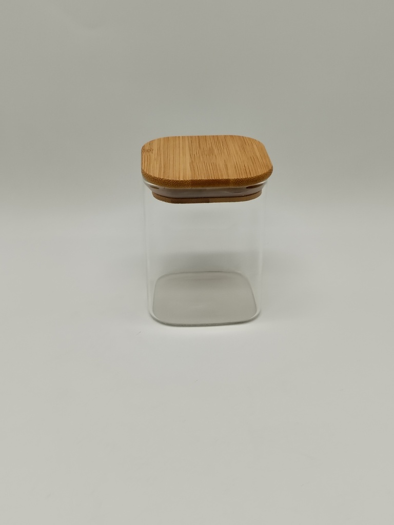 POT VERRE BOROSILICATE COUVERCLE BAMBOO 10 X 8 CM