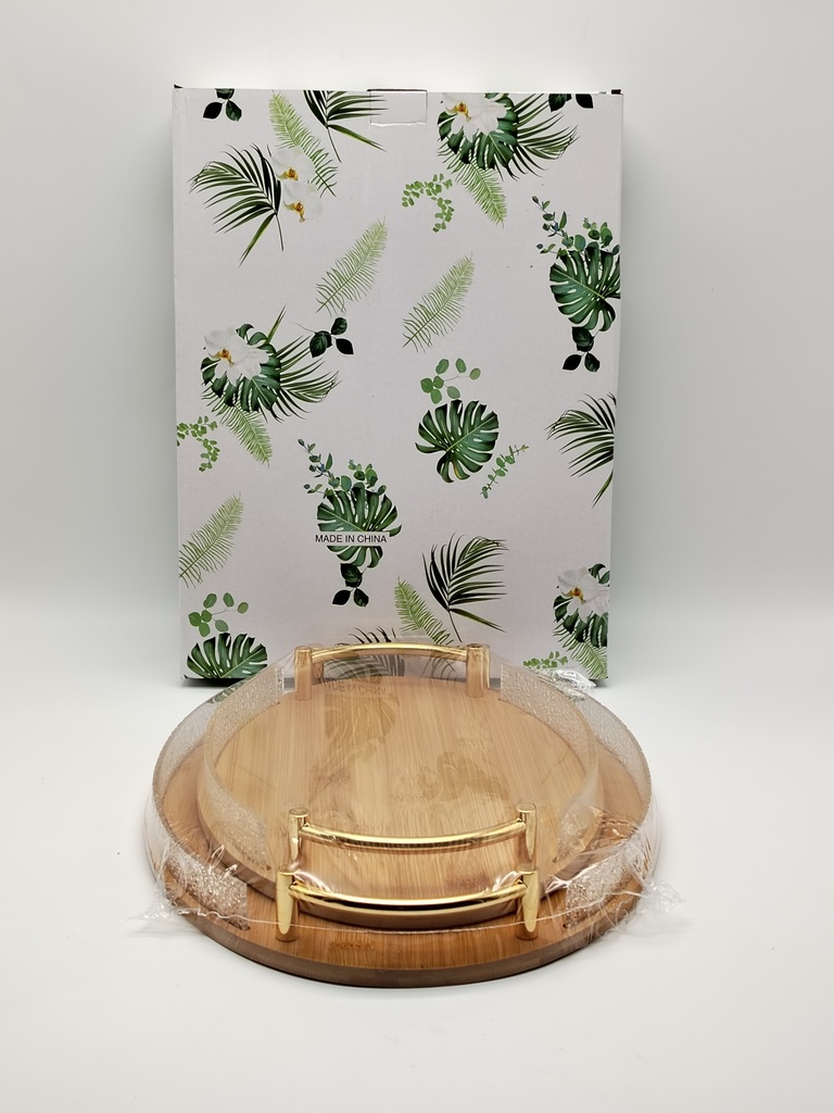 Set 2 plateaux en bois 40x32 / 34x24 cm