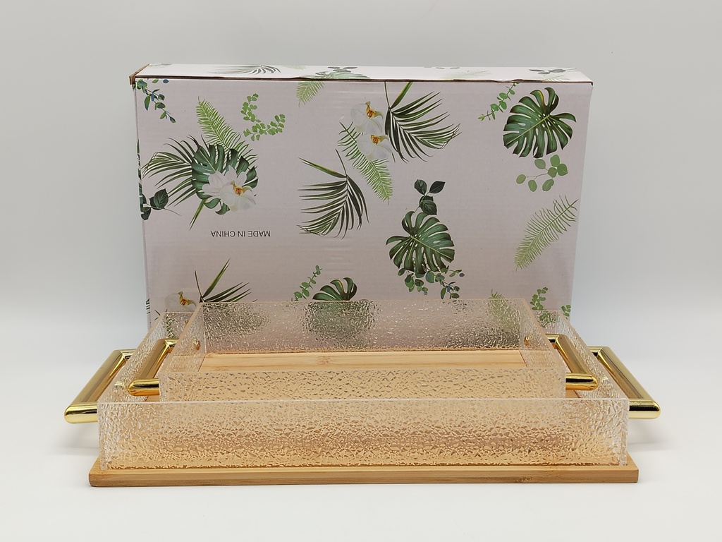 Set 2 plateaux en bois 42x24,5 / 35x19 cm