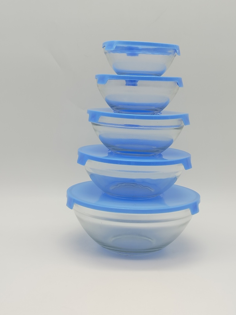 SET 5 BOITES DE CONSERVATION EN VERRE 9CM 10.5 CM 13CM 14CM 17CM