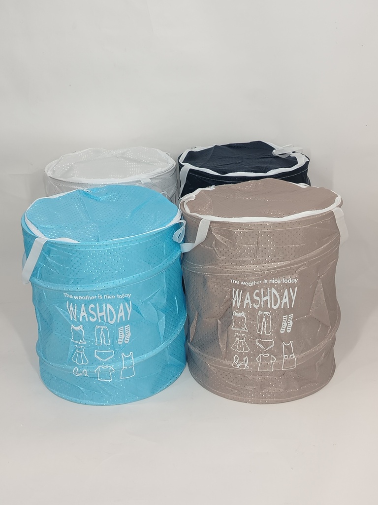 BAC A LINGE 41X35 CM MIX BLEU/BLANC/MARRON/NOIR