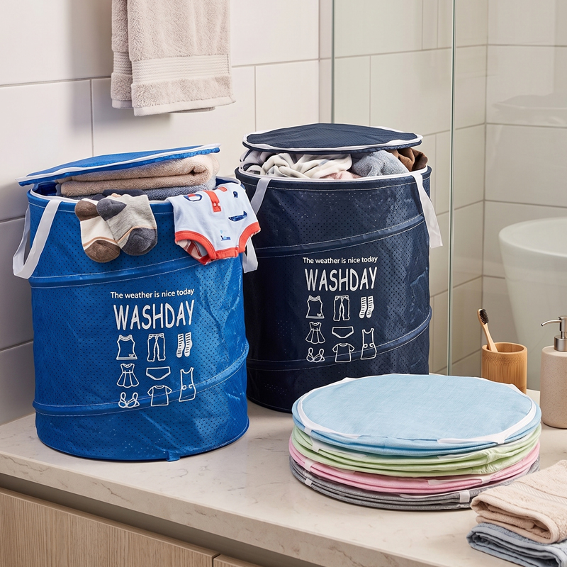 BAC A LINGE 48X41 CM MIX BLEU/NOIR/ROSE/VERT