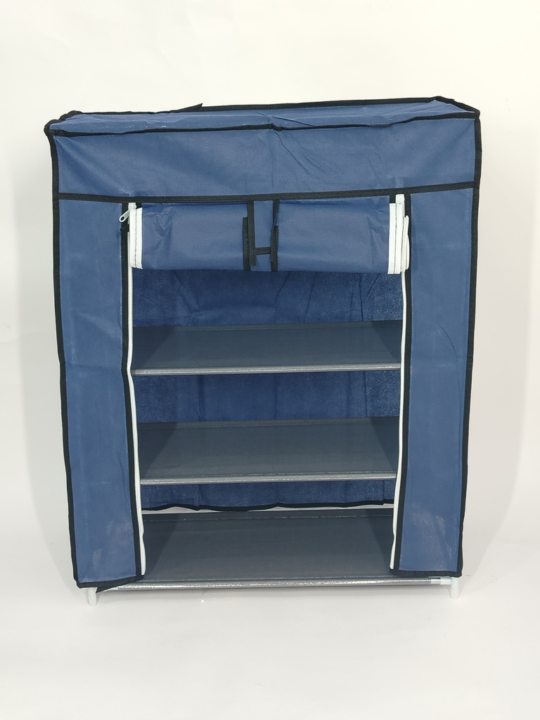 RANGE CHAUSSURE TEXTILE 4 NIVEAUX 60X30X72 CM MIX NOIR/GRIS/BLEU