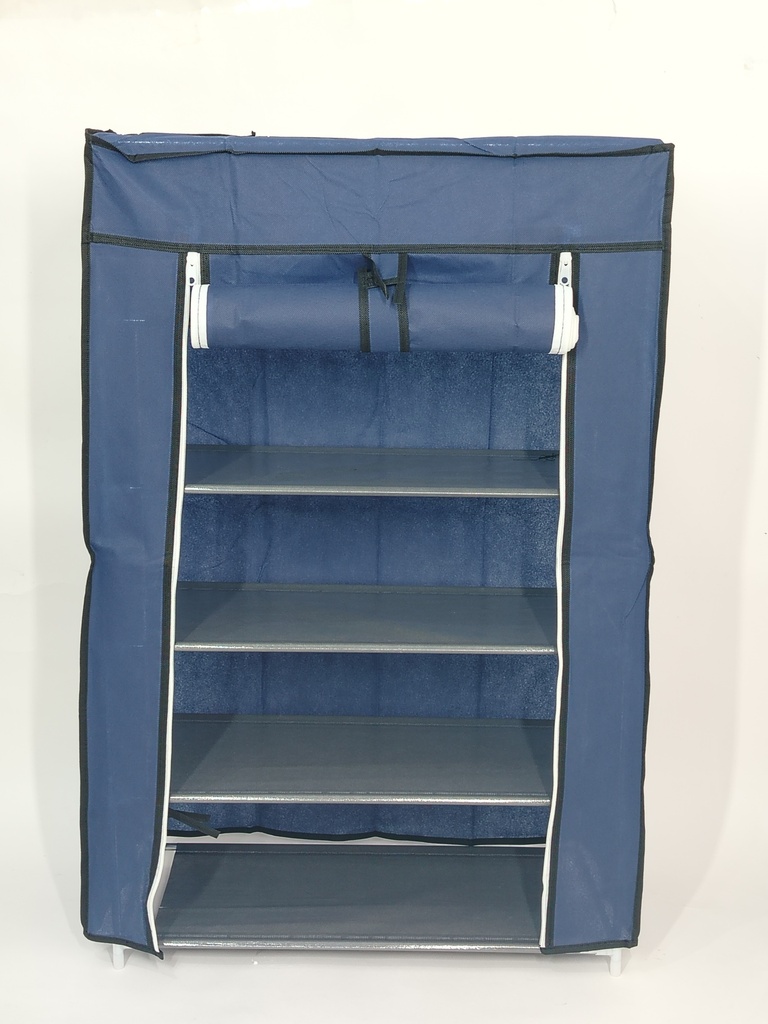 RANGE CHAUSSURE TEXTILE 4 NIVEAUX 60X30X90 CM MIX NOIR/GRIS/BLEU