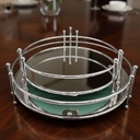SET 2 PLATEAUX DECO METAL 25 &amp; 30 CM MODELE ARGENT