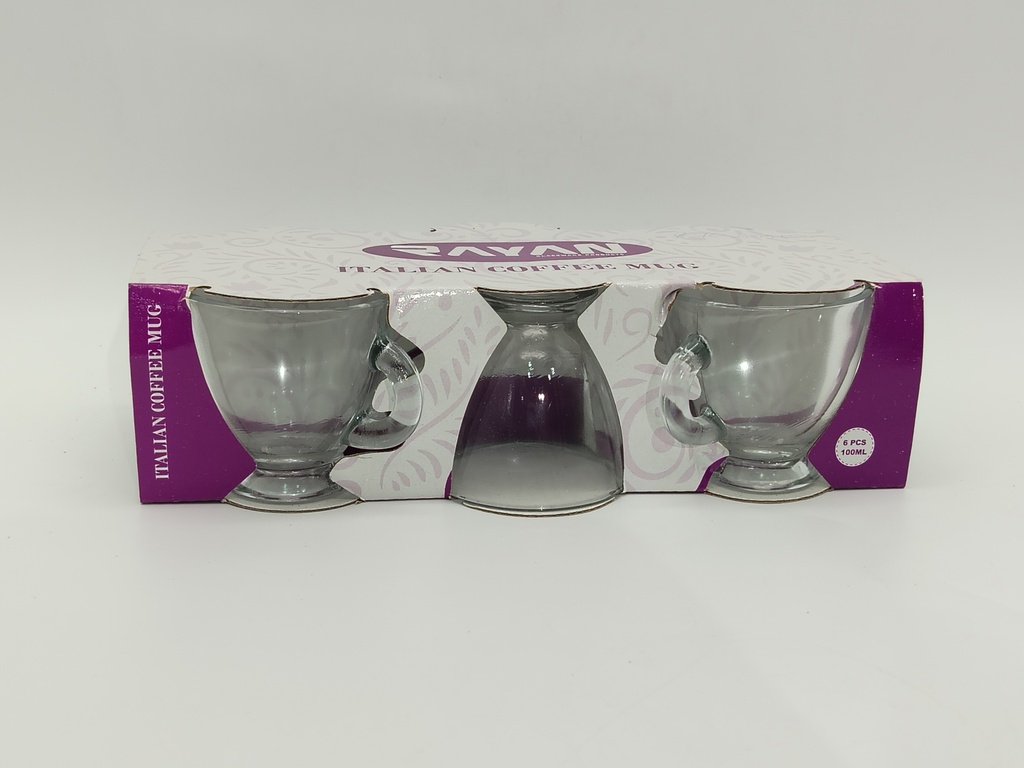 SET 6 TASSES EN VERRE 100 ML