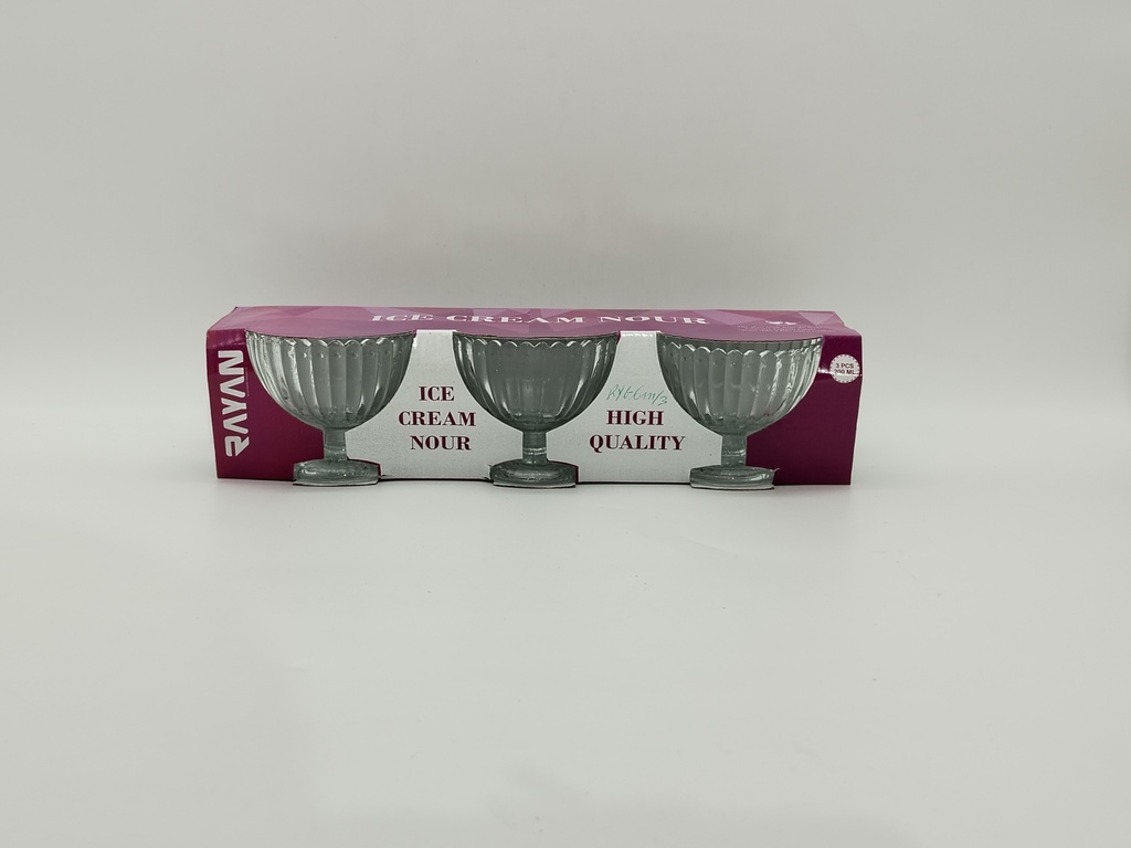 SET 3 COUPES GLACE EN VERRE 200 ML