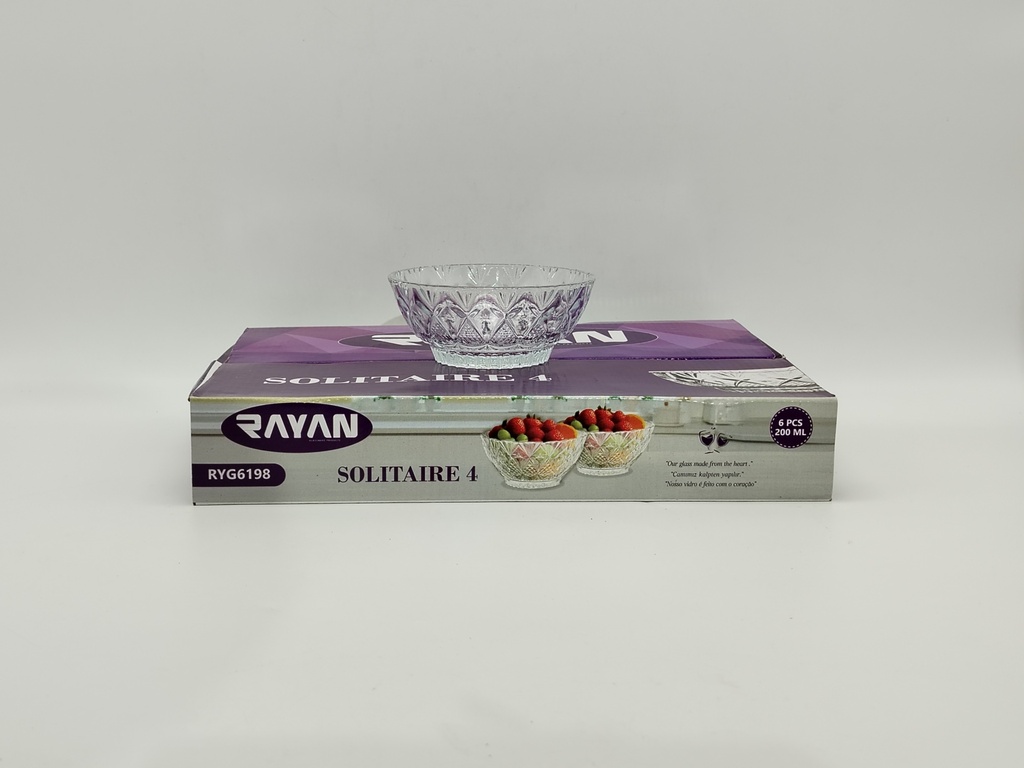 SET 6 MINI BOLS EN VERRE 200 ML