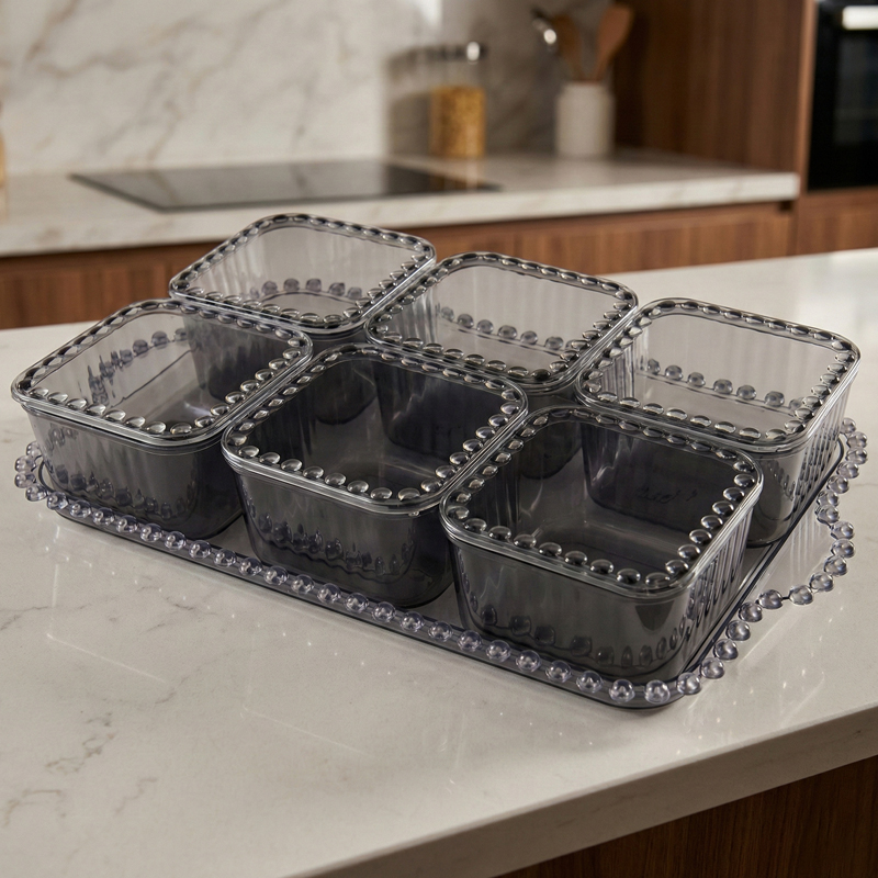 SET PETIT DEJEUNER 6 PIECES PLASTIQUE MAT 33X20X6 CM
