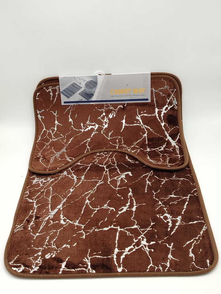 SET TAPIS + CONTOUR WC 80X50 CM 50X40 CM MIX GRIS/NOIR/MARRON