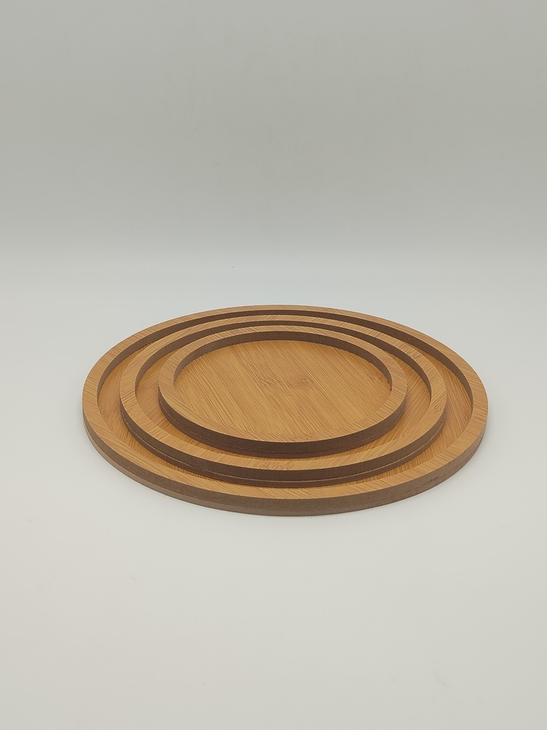 SET 3 PLATEAUX ROND BOIS 18/23/39 CM